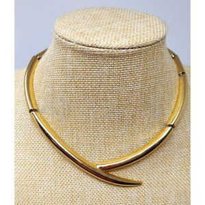 Stunning Shiny Gold Tone Monet Jointed Choker Necklace